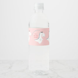 Niedlich Blush Pink Aquamarin Dinosaurier Geburtst Wasserflaschenetikett