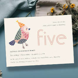 Niedlich Blush Pink Birdie Jedes Alter von 5 Jahre Dankeskarte