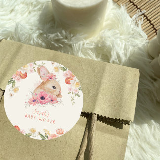 Niedlich Blush Pink Bläserblütendusche Runder Aufkleber