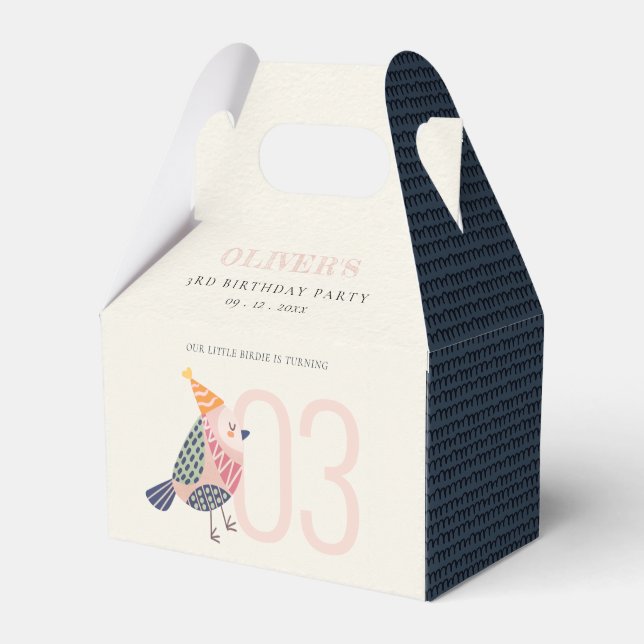 Niedlich Blush Pink Blue Birdie jedes Alter Geburt Geschenkschachtel (Vorderseite)