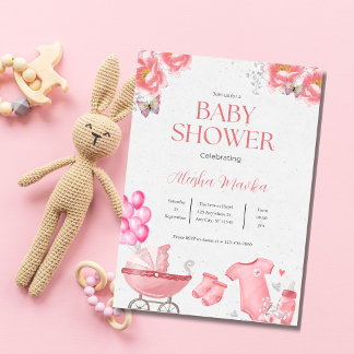 niedlich Blush Pink Blumendusche Einladung