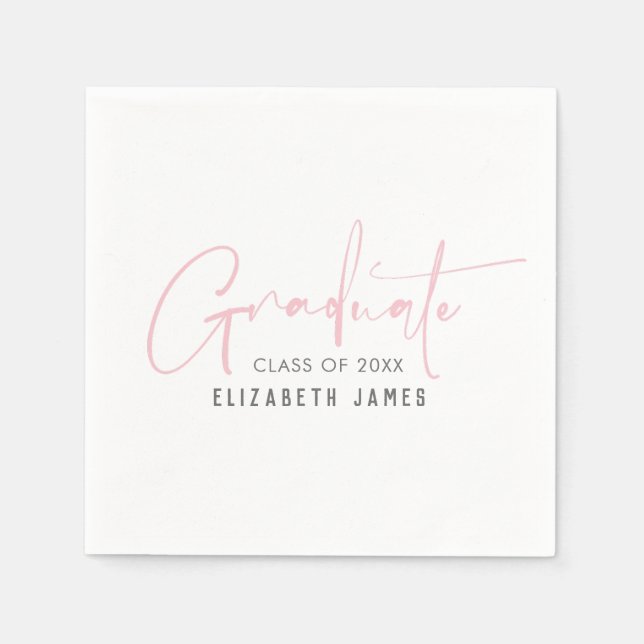 Niedlich Blush Pink Buchstabieren Abschluss Napkin Serviette (Vorderseite)