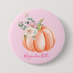 Niedlich Blush Pink Frühling Floral Little Pumpki Button