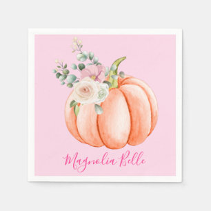 Niedlich Blush Pink Frühling Floral Little Pumpki Serviette