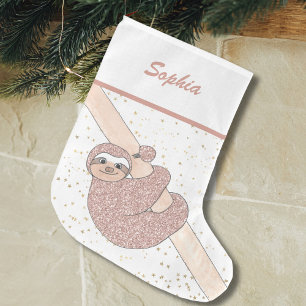 Niedlich Blush Pink Glitzer Slotname Großer Weihnachtsstrumpf