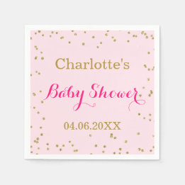 Niedlich Blush Pink Gold Glitzer Confetti Babydusc Serviette