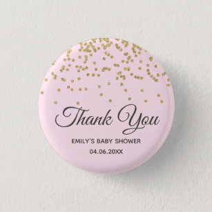 Niedlich Blush Pink Gold Glitzer Danke Baby Dusche Button