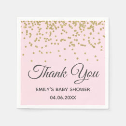 Niedlich Blush Pink Gold Glitzer Danke Baby Dusche Serviette
