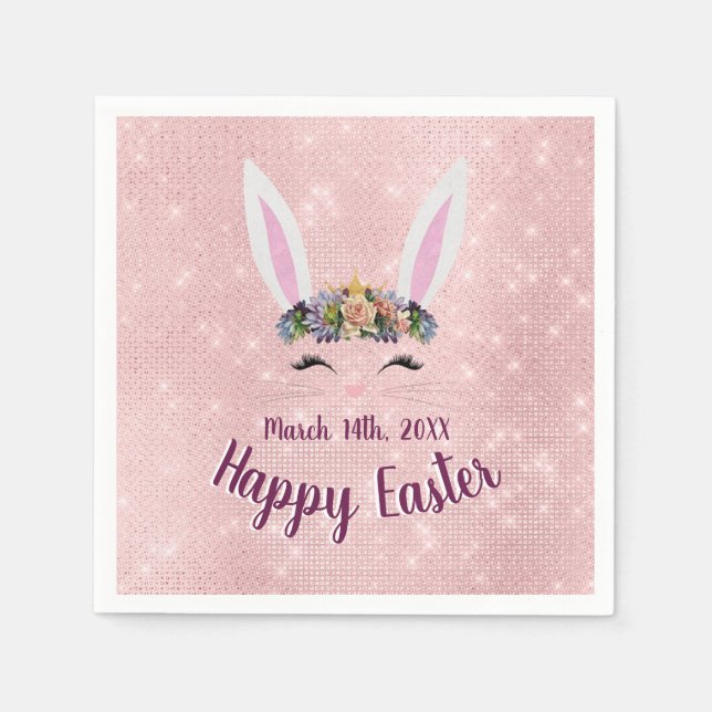 Niedlich Blush Pink Happy Ostersonne Serviette (Vorderseite)