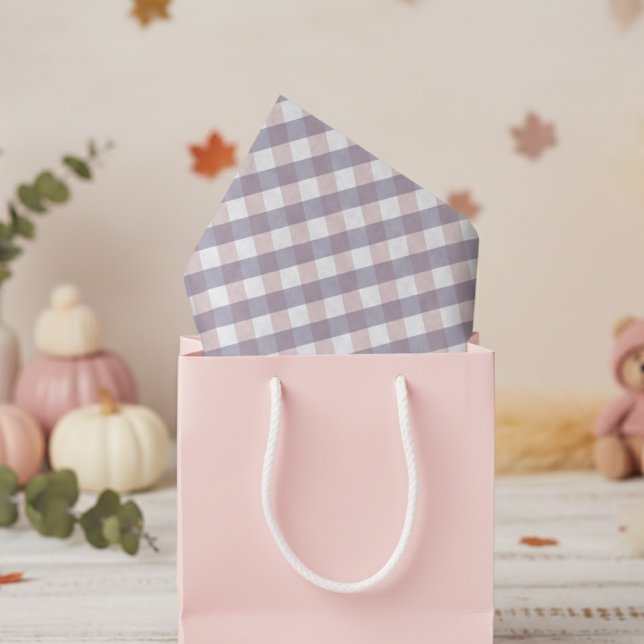 Niedlich Blush Pink & Lila Gingham Pattern Baby Gi Seidenpapier (Preppy Fall Baby Shower Tissue Paper. Cute Classic Pink and Purple Gingham Pattern for Baby Girl)