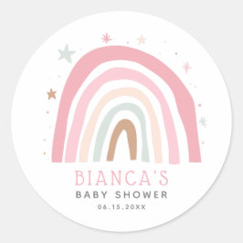 Niedlich Blush Pink Rainbow Baby Dusche Runder Aufkleber