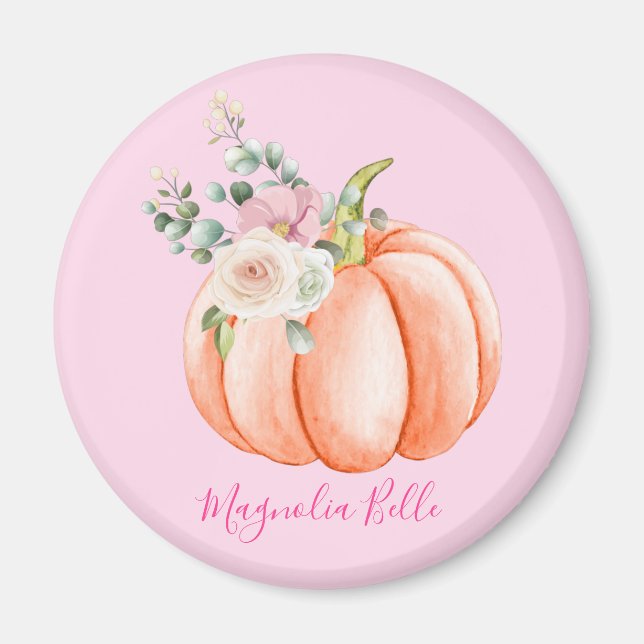 Niedlich Blush Pink Spring Floral Little Pumpkin N Magnet (Vorne)