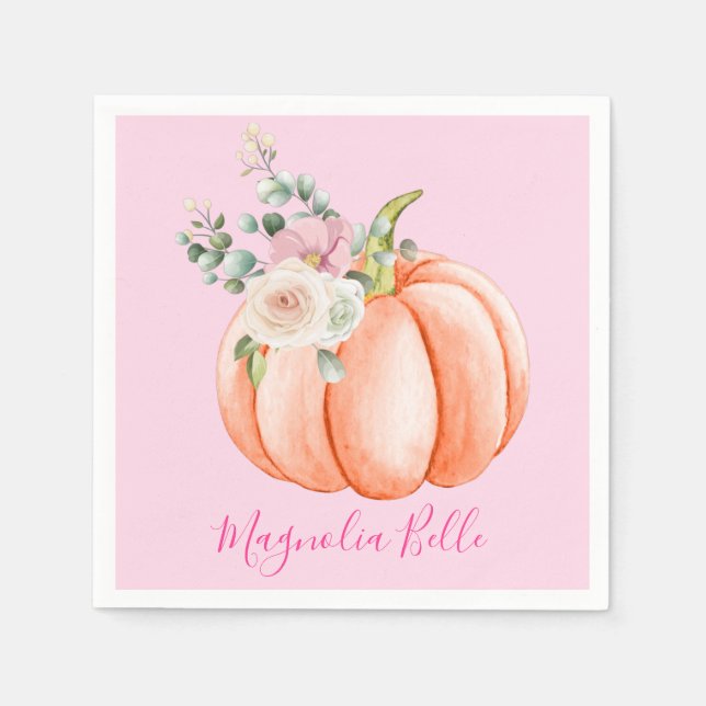Niedlich Blush Pink Spring Floral Little Pumpkin N Serviette (Vorderseite)