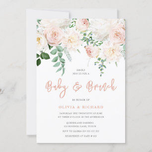 Niedlich Blush & White Floral Baby Duschbrunch Einladung