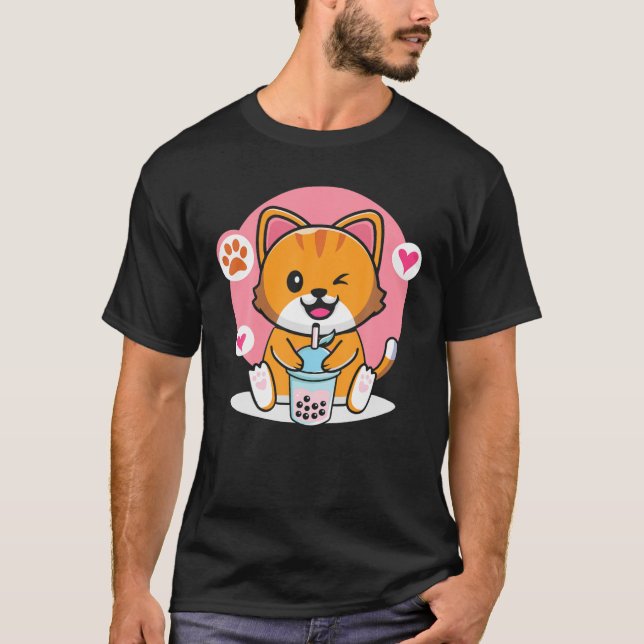 Niedlich Boba Cat Bubble Tee Anime Kawaii Neko (Vorderseite)