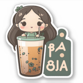 Niedlich Boba Tea Girl Aufkleber