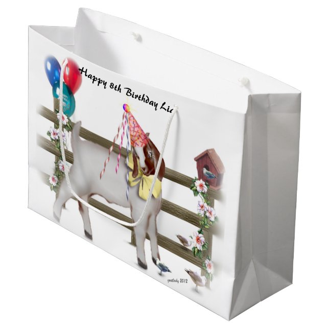 Niedlich Boer Birthday Goat Geschenktasche Große Geschenktüte (Vorderseite Schrägansicht)