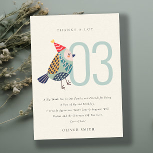 Niedlich Boho Aqua Blue Birdie Jegliches Geburtsta Dankeskarte