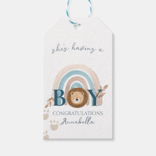 Niedlich Boho Baby Boy Lion Cub Pawprints Geschenkanhänger