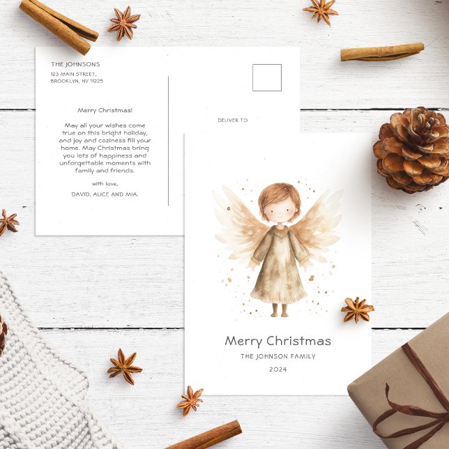 Niedlich Boho Beige Christmas Baby Angel Postkarte (Von Creator hochgeladen)