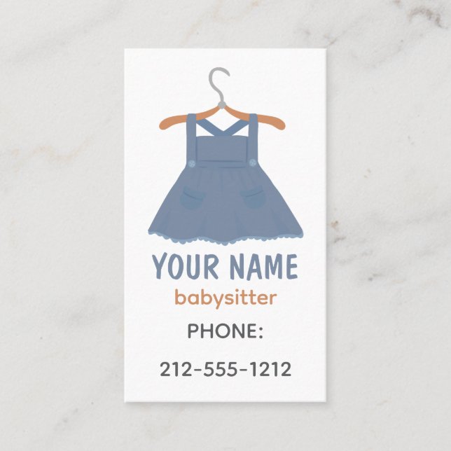 Niedlich Boho Blue Dress Babysitter Visitenkarte (Vorderseite)