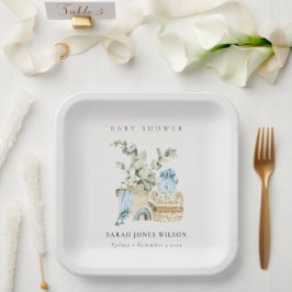 Niedlich Boho Blue Kinderzimmer Foliage Boy Baby D Pappteller