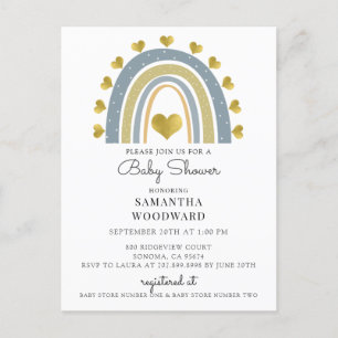 Niedlich Boho Blue Rainbow Baby Shower Einladung