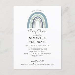 Niedlich Boho Blue Rainbow Baby Shower Einladung