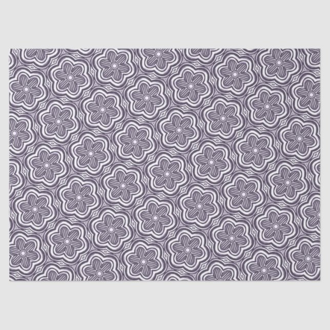 Niedlich Boho Blume Muster Floral Hübsch Lila Grau Seidenpapier (Vorderseite)