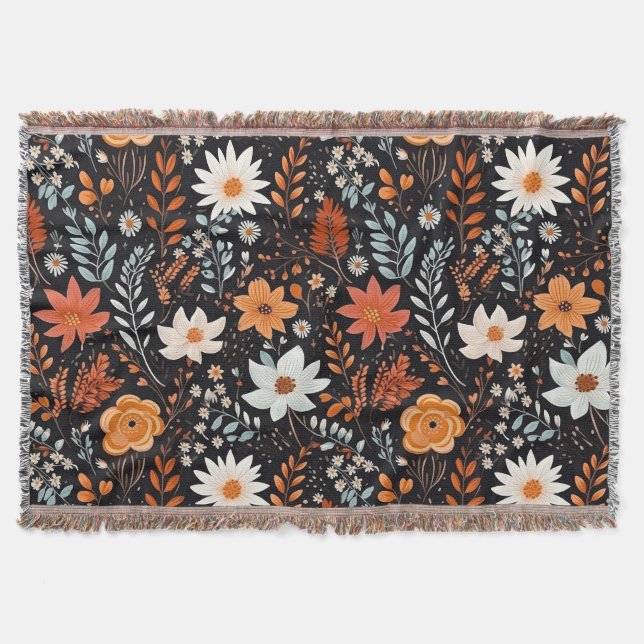Niedlich Boho Blume Muster, Whimsical Floral Boho Decke (Vorderseite)