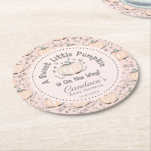 Niedlich Boho Blush Pink Little Pumpkin Baby Dusch Runder Pappuntersetzer