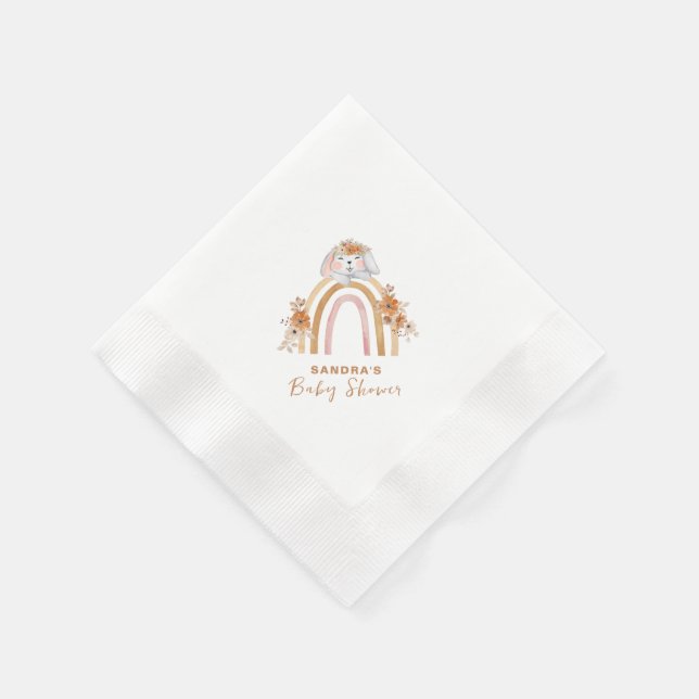 Niedlich Boho Bunny Rainbow Floral Baby Dusche Serviette (Ecke)