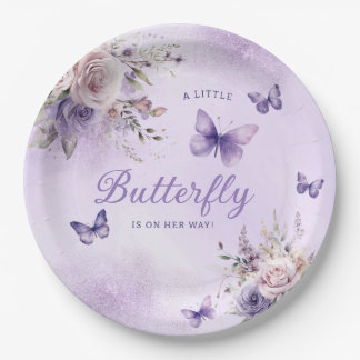 Niedlich Boho Butterfly Aquarell Floral Baby Dusch Pappteller