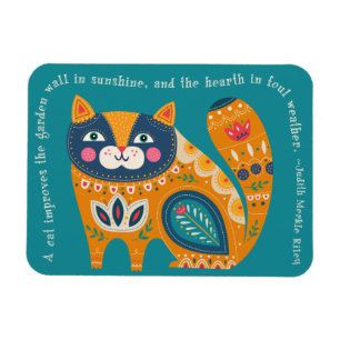 Niedlich Boho Cat mit Zitat Magnet