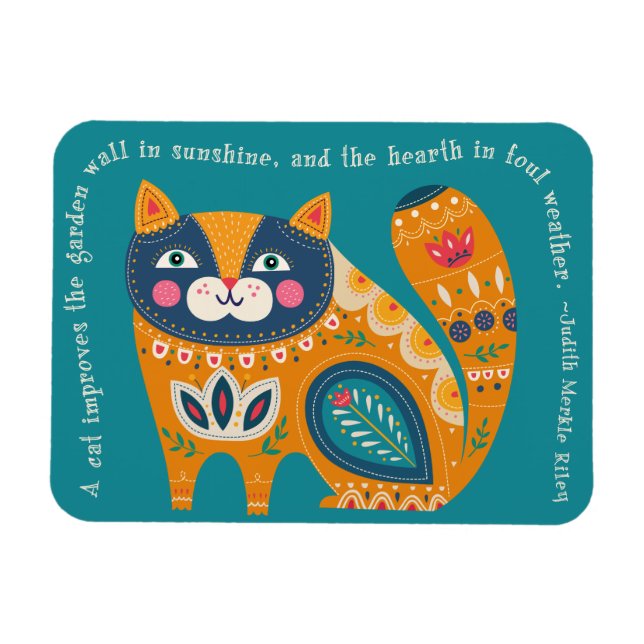 Niedlich Boho Cat mit Zitat Magnet (Horizontal)