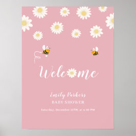 Niedlich Boho Daisy Bloom Baby Dusche Begrüßungsze Poster