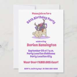 Niedlich Boho Floral Hippie Mops Fabulous 50. Gebu Einladung