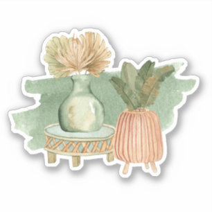 Niedlich Boho Floral Pastell Leaf Green Sticker