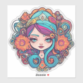 Niedlich Boho Flower Girl Custom-Cut Vinyl Sticker