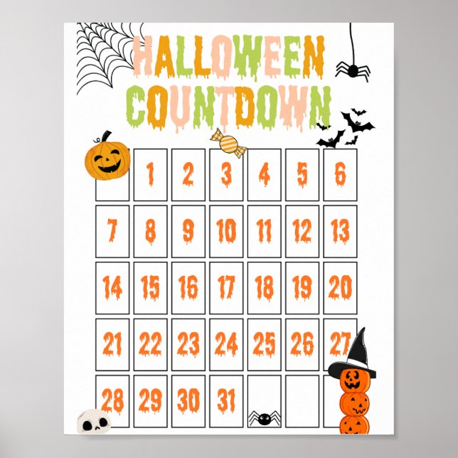Niedlich Boho Halloween Countdown Poster (Vorne)