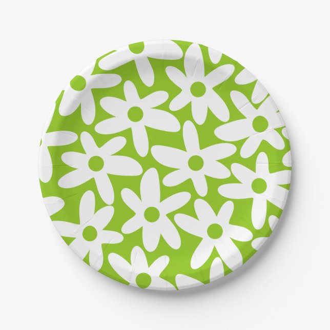 Niedlich Boho Lime Green Retro Zurück zeitgenössis Pappteller (Vorderseite)