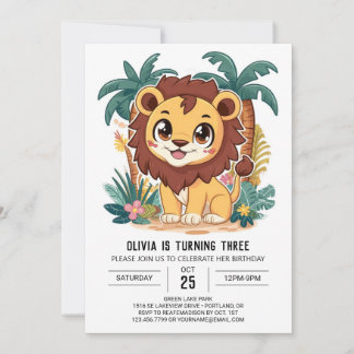 Niedlich Boho Lion Digital Geburtstag Einladung