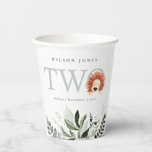 Niedlich Boho Lion Foliage Zweite Geburtstagsparte Pappbecher