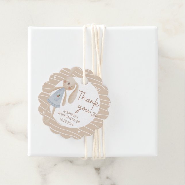 Niedlich Boho Oh Baby Bunny Hearts Danke Geschenkanhänger (Beispiel)