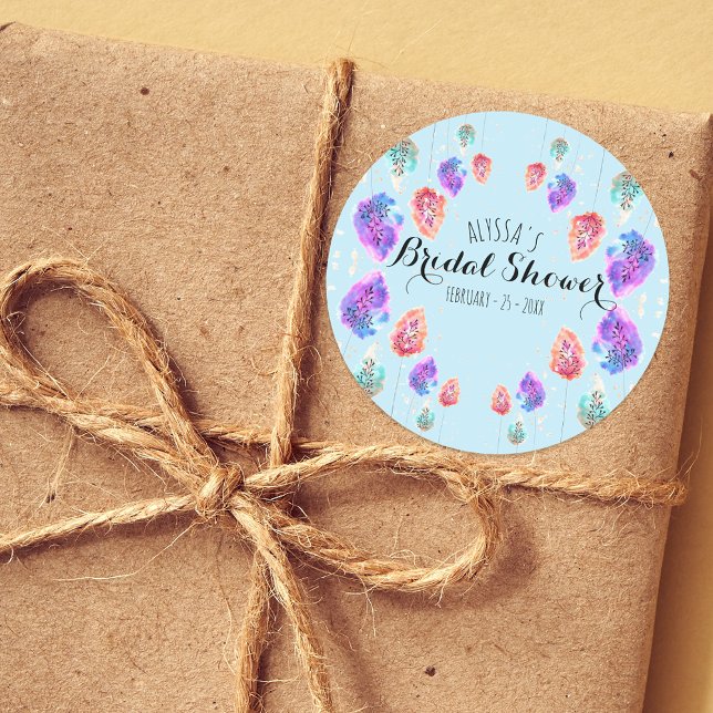 Niedlich Boho Pastel Watercolor Foliage Brautparty Runder Aufkleber (Von Creator hochgeladen)