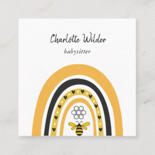 Niedlich Boho Rainbow Babysitter Business Card Quadratische Visitenkarte