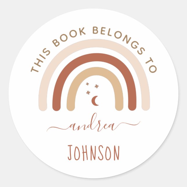 Niedlich Boho Rainbow Bohemisch Monte & Stars Runder Aufkleber (Vorderseite)