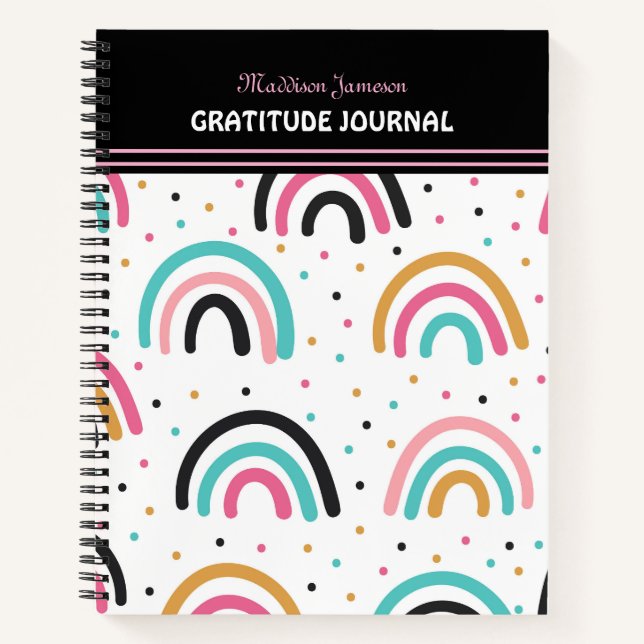 Niedlich Boho Rainbow Gratitude Journal Notizbuch (Vorderseite)