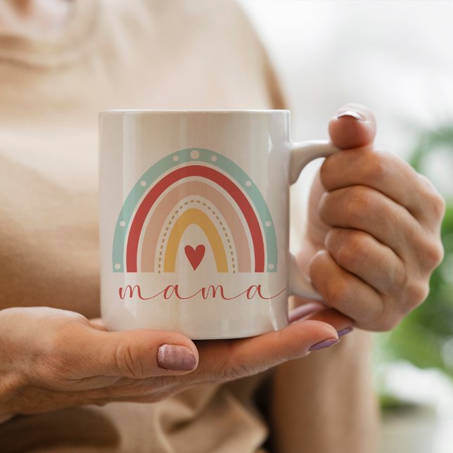 Niedlich Boho Rainbow Heart Mama Mama Mütter Day Kaffeetasse (Von Creator hochgeladen)