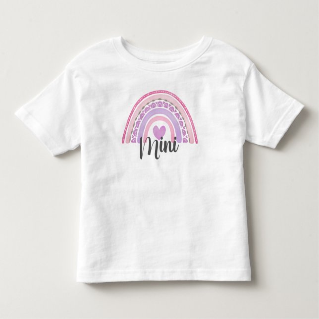 Niedlich Boho Rainbow-Mini-Script-Matching Kleinkind T-shirt (Vorderseite)